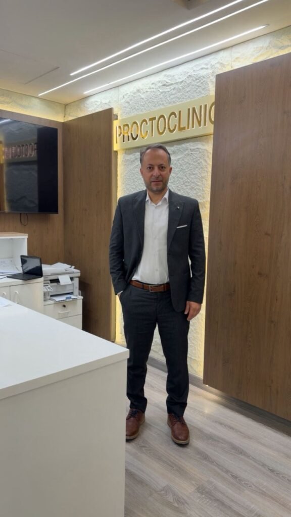 Dr Aref Hammam in his clinic- proctology specialist