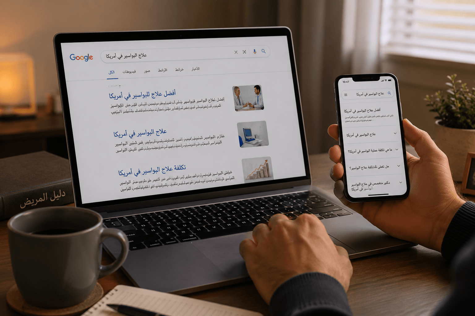 A person from the Arab community in the US searching for hemorrhoid treatment in the US