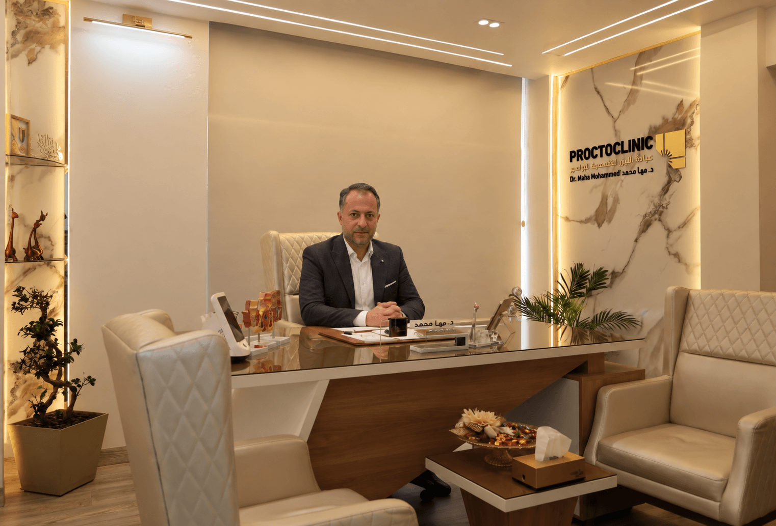 Dr. Aref Hammam in his Amman clinic before seeing a patient coming to Jordan for treatment.